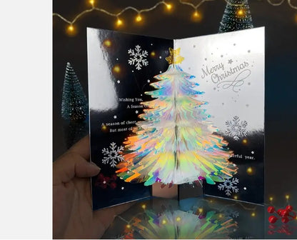 💕💕 💕Best Hot Sale Custom 3D Laser PVC Christmas Tree Paper Greeting Thank You Gift Card for Merry Christmas🔥 🔥