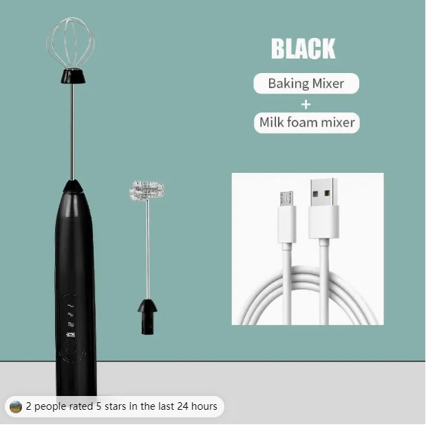 1pc Wireless Electric Egg Beater Milk Frother, Household Electric Milk Frother Machine, Coffee Stirring Stick, Milk Cover, Hair Beater, Automatic Handheld Milk Frother 2 In 1 USB Rechargeable Electric Egg Beater Whisk Coffee Mixer