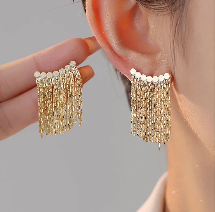 Fashion Jewelry Earrings,18K Gold Chain Large Tassel Earrings For Women