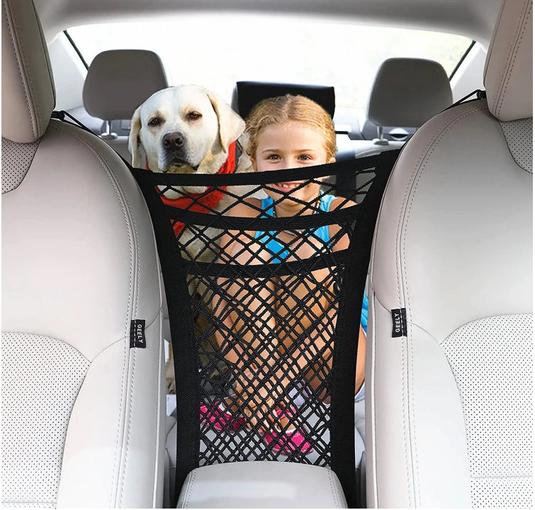 MBVBN 3-Layer Car Mesh Organizer, Seat Back Net Bag, Barrier of Backseat Pet Kids, Cargo Tissue Purse Holder, Driver Storage Netting Pouch（Upgrade stretch length）💥💥