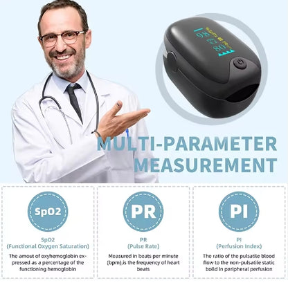 Fingertip Pulse Oximeter, Blood Oxygen Saturation Monitor (SpO2) with Pulse Rate Measurements and Pulse Bar Graph, Portable Digital Reading LED Display,